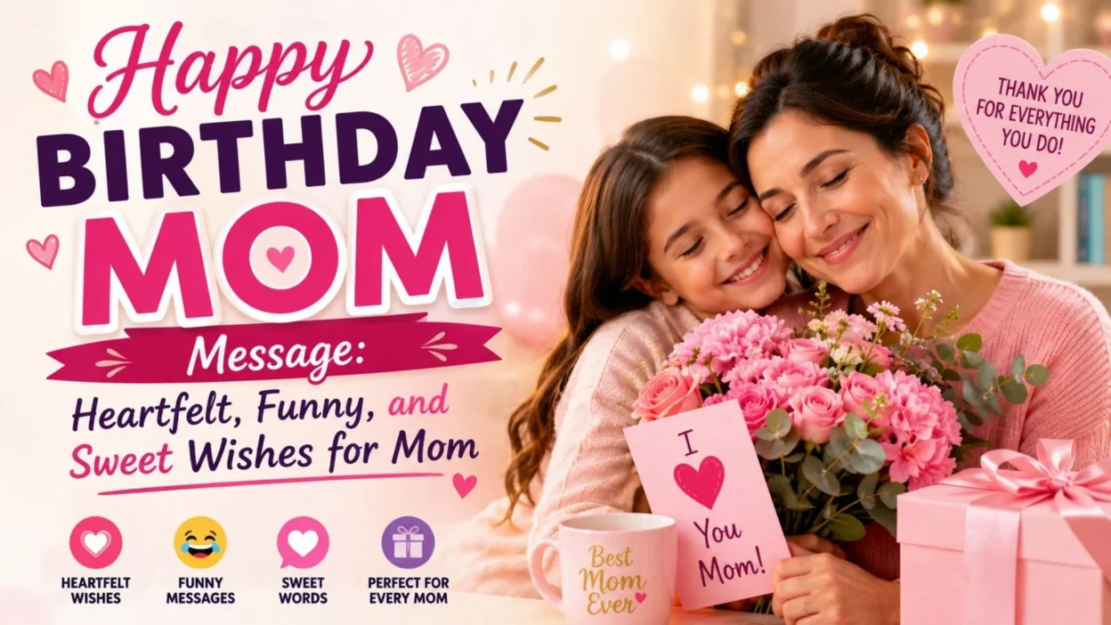 Happy birthday mom message with heartfelt, funny, and sweet wishes for Mom