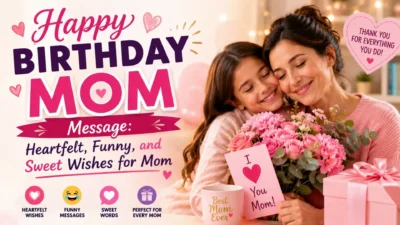 Happy birthday mom message with heartfelt, funny, and sweet wishes for Mom