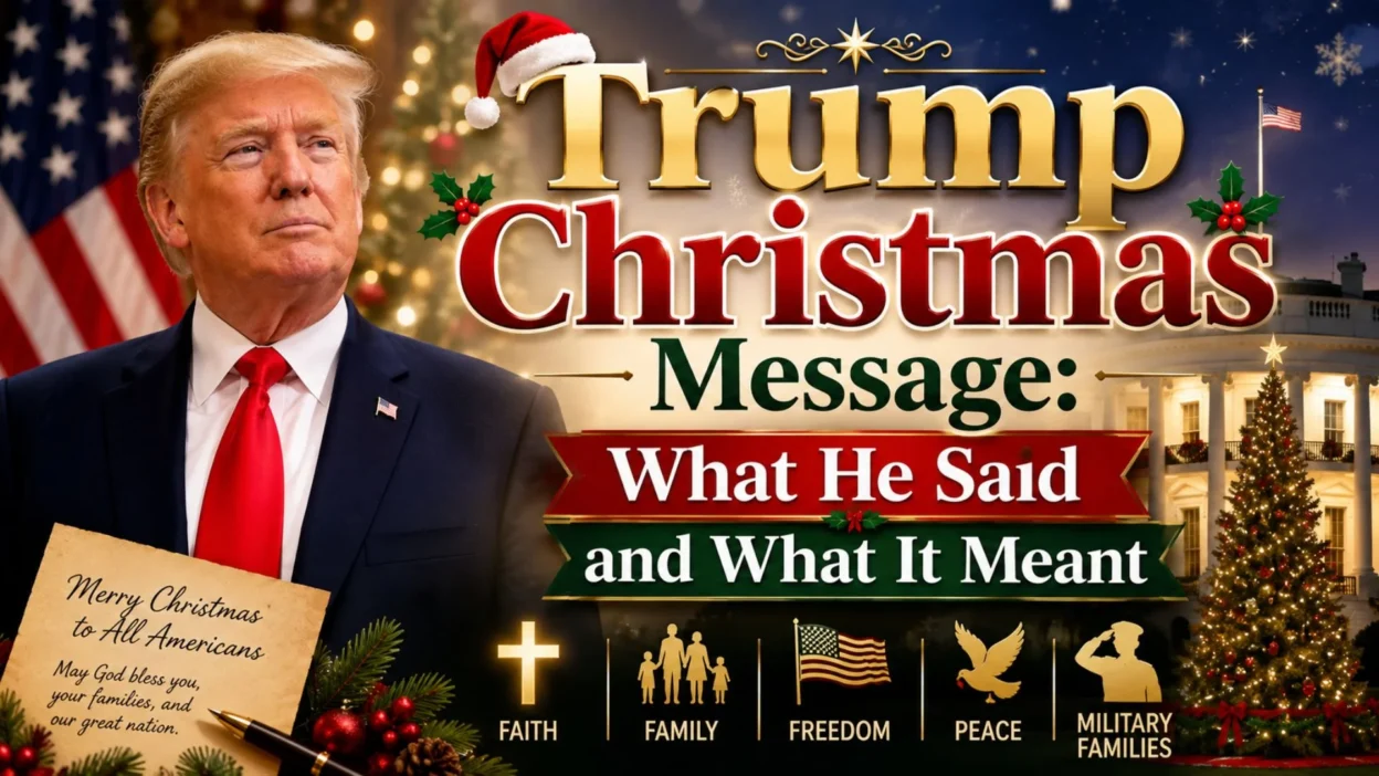 Trump Christmas message featuring faith, family, Christmas themes, and presidential holiday reflections