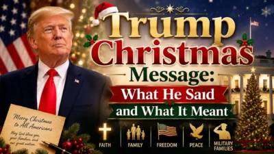 Trump Christmas message featuring faith, family, Christmas themes, and presidential holiday reflections