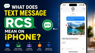 What does text message RCS mean on iPhone with RCS chat features, read receipts, typing indicators, and high-quality media sharing.