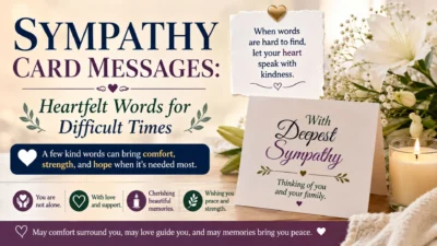 Sympathy card messages with soft flowers and heartfelt words for difficult times
