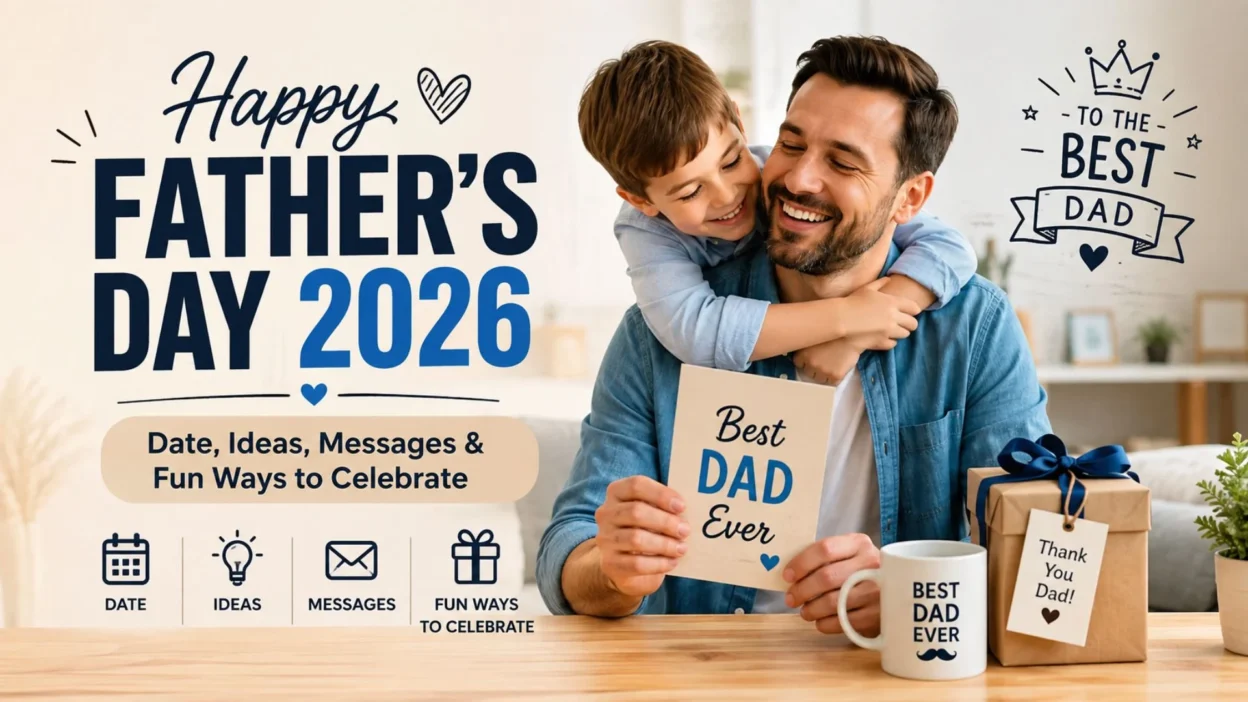 Father’s Day 2026 celebration with a dad and son, gift ideas, heartfelt messages, and fun ways to celebrate