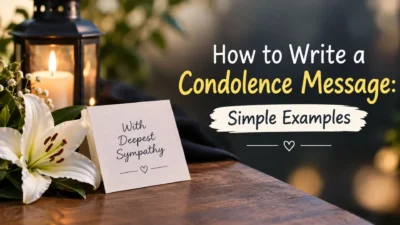 How to write a condolence message with simple examples, sympathy card, candle, and white lily