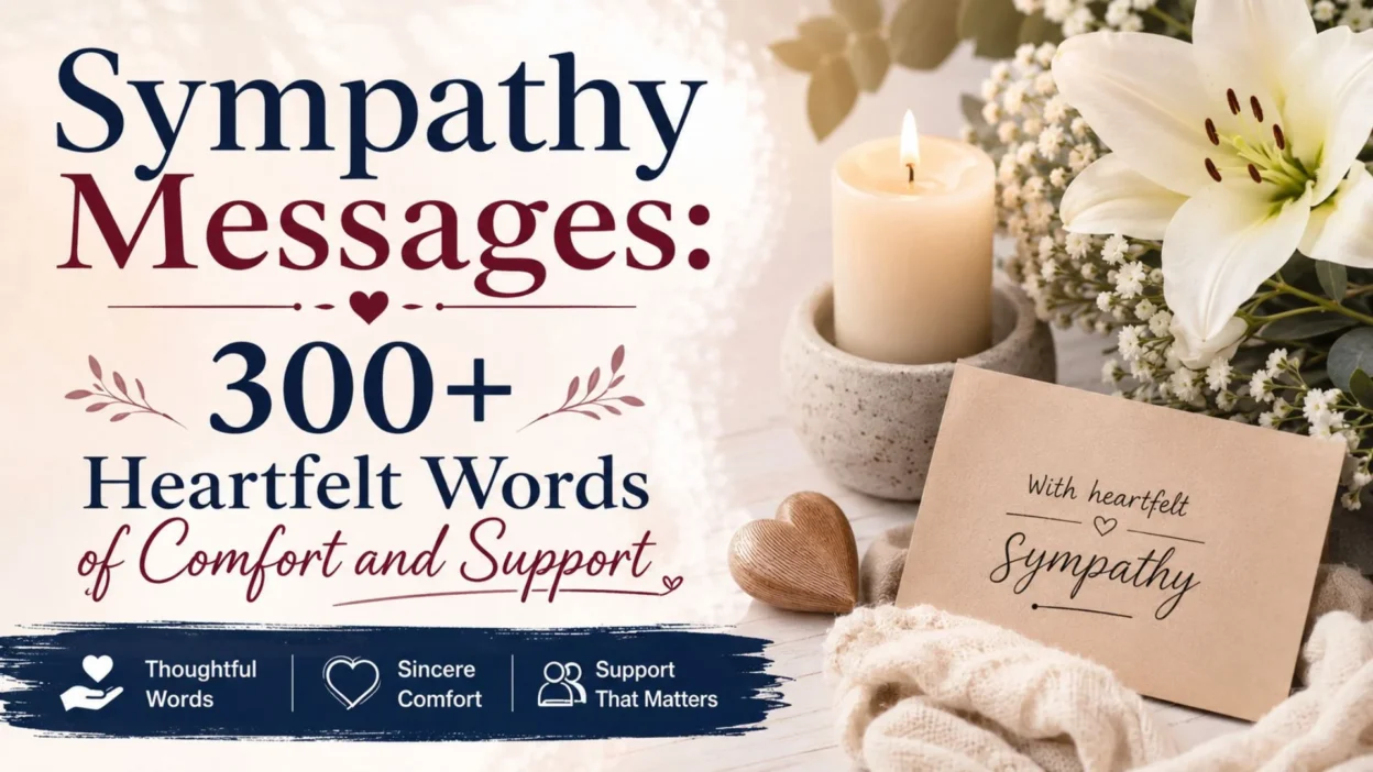 Sympathy Messages with heartfelt words of comfort and support, candle, flowers, and sympathy card